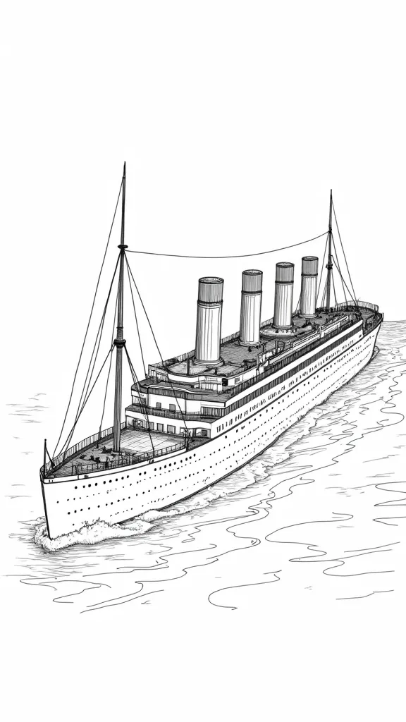 realistic titanic coloring page